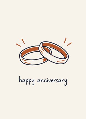 two interlocking rings, 'happy anniversary'