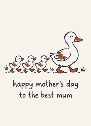 mother duck leading her ducklings, 'happy mother's day to the best mum'