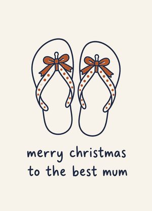 pair of thongs with red bows, 'merry christmas to the best mum'
