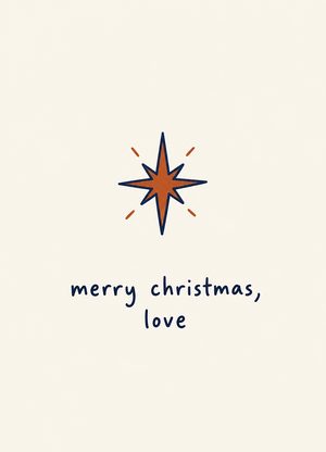 a single small star, 'merry christmas, love'