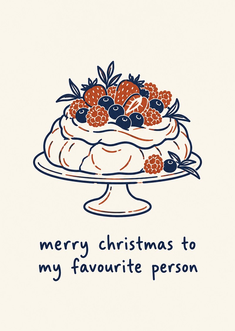 pavlova card, 'merry christmas to my favourite person'